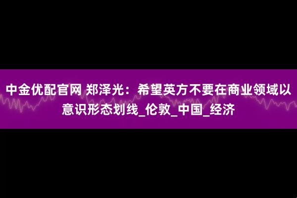 中金优配官网 郑泽光：希望英方不要在商业领域以意识形态划线_伦敦_中国_经济